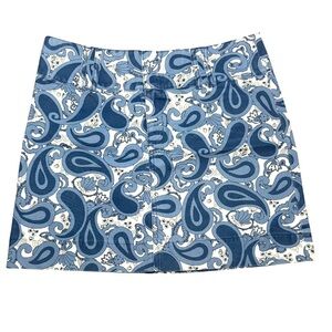 Gap Women Skirt Mini Sadie Y2K 100% Cotton Blue White Paisley Print Denim Size 2